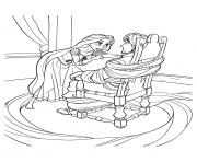 Coloriage la princesse parle a flynn rider attache sur une chaise