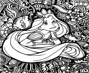 mandala disney princesse raiponce en reflexion dessin à colorier