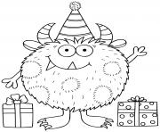 monstre rigolo celebre son anniversaire dessin à colorier