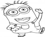 Coloriage youpi minion est heureux dessin