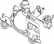 Minions on the Motorcycle dessin à colorier