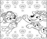 Coloriage Stella et Everest des chiots joyeux dessin