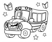 Coloriage bus scolaire avec etudiants dessin