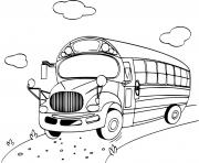 Coloriage bus rempli de passager pour les vacances dessin