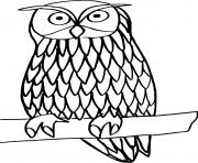 Coloriage hibou mignon regarde en bas dessin