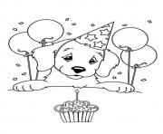 Coloriage joyeux anniversaire maman chien dessin