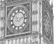 Coloriage sommet de la tour horloge du palais de Westminster dessin