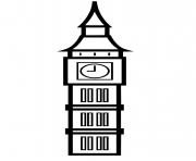 Coloriage big ben horloge au sommet de la tour elisabeth dessin