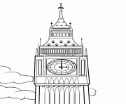 sommet de la tour horloge du palais de Westminster dessin à colorier