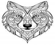 Coloriage loup mandala difficile dessin