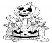 un monstre sur une citrouille pour halloween dessin à colorier