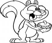 ecureuil aime les noix dessin à colorier