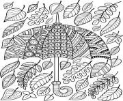 feuilles automne parapluie adulte mandala dessin à colorier