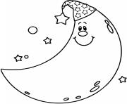 Coloriage lune facile sourire maternelle dessin