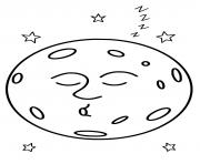 Coloriage demi lune pret pour dormir avec etoiles dessin