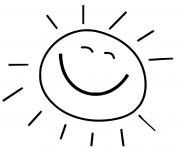 Coloriage adorable soleil souriant dessin