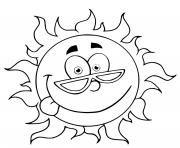 Coloriage soleil chaleur sourire avec lunette dessin