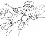 Coloriage enfant qui apprend a skier dessin