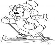 Coloriage ourson skieur ski de montagne dessin