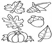 Coloriage feuilles et arbre automne dessin