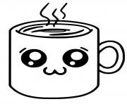 Coloriage mignon cup of hot chocolate or coffee kawaii dessin