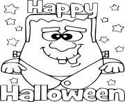 Frankenstein vous souhaite un joyeux halloween dessin à colorier
