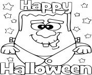 Coloriage Frankenstein vous souhaite un joyeux halloween