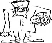 Coloriage Cartoon Frankenstein en costume dessin