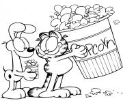 Coloriage Garfield fait la cuisine dessin