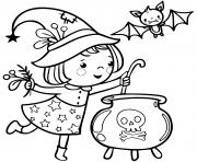 petite sorciere prepare une soupe magique dessin à colorier