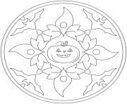 halloween mandala citrouille et chauves souris facile maternelle dessin à colorier