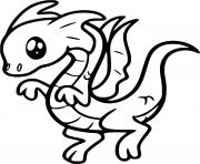 petit dragon kawaii facile dessin à colorier