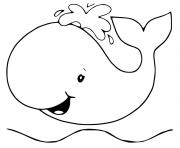 Coloriage simple baleine en mer dessin