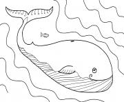 Coloriage simple baleine en mer dessin