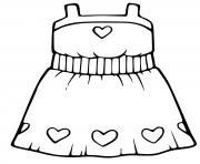 robe de princesse motif coeurs dessin à colorier