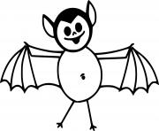 Coloriage facile mignon dans les airs chauve souris dessin