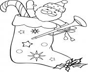 Coloriage ourson en peluche et cadeaux dans un bas de noel dessin
