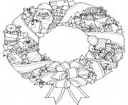 Coloriage couronne noel simple avec cloche dessin