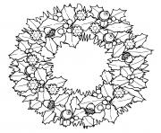Coloriage couronne de noel avec fleurs et cloches dessin