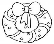 Coloriage couronne noel avec noeud et cloche dessin