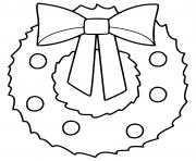 couronne de noel decore avec noeud dessin à colorier