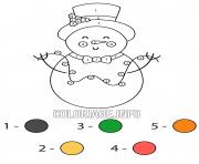 bonhomme de neige avec des lumieres de noel dessin par numero dessin à colorier