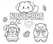 Coloriage novembre automne dessin