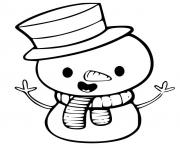bonhomme de neige noel adorable mignon dessin à colorier