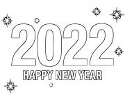 2022 simple happy new year dessin à colorier