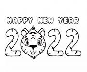 Coloriage bonne annee 2022 tigre