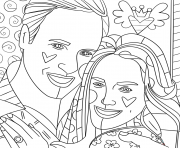 kate middleton and prince william by romero britto dessin à colorier