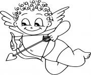 Coloriage petit cupidon souriant st valentin dessin