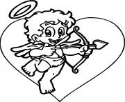 Coloriage coeur cupidon enfant dessin