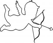 Coloriage cartoon coeur cupidon avec une arc dessin